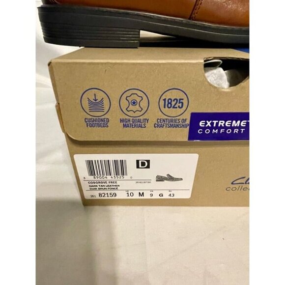 Clarks Mens Cosgrove Free Leather Dress Loafer Dark Tan Leather Size 10M NEW